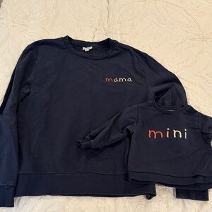 Mori Navy Blue Matching 'Mama' and 'Mini' Sweatshirts